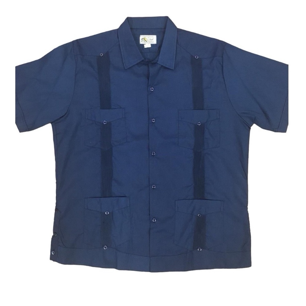 Men's Guayabera 4 Pockets Navy Short Sleeve
